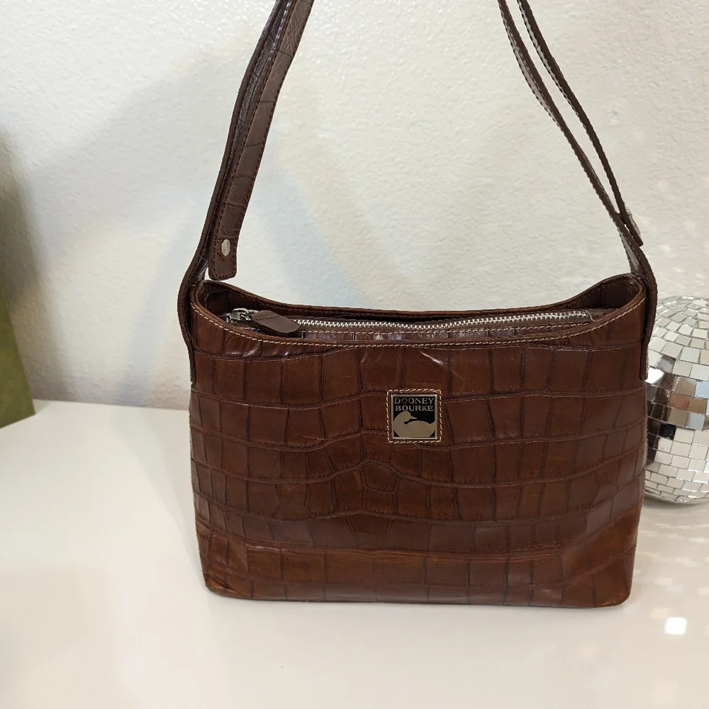 Rare Made in Italy Croc embossed DOONEY and Bourke convertible handbag - Picture 1 of 12